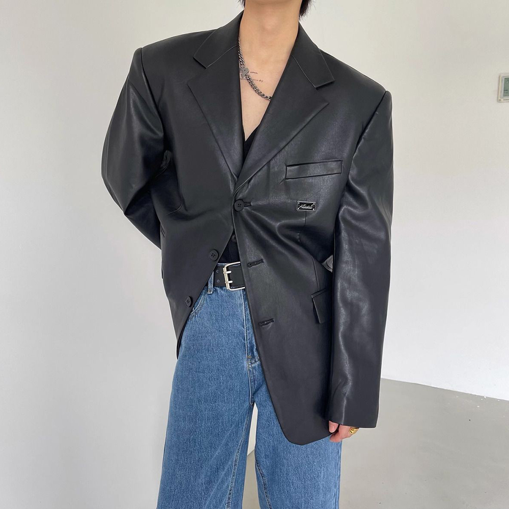 Street Fashion Men 2025 - 2025 Winter New Men's Long-Sleeved PU