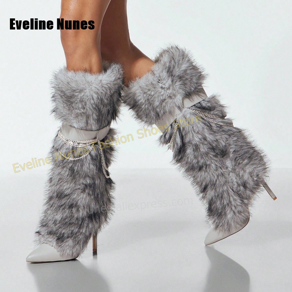Street Fashion Y2K - Y2K Trendy Women Fluffy Furry Knee