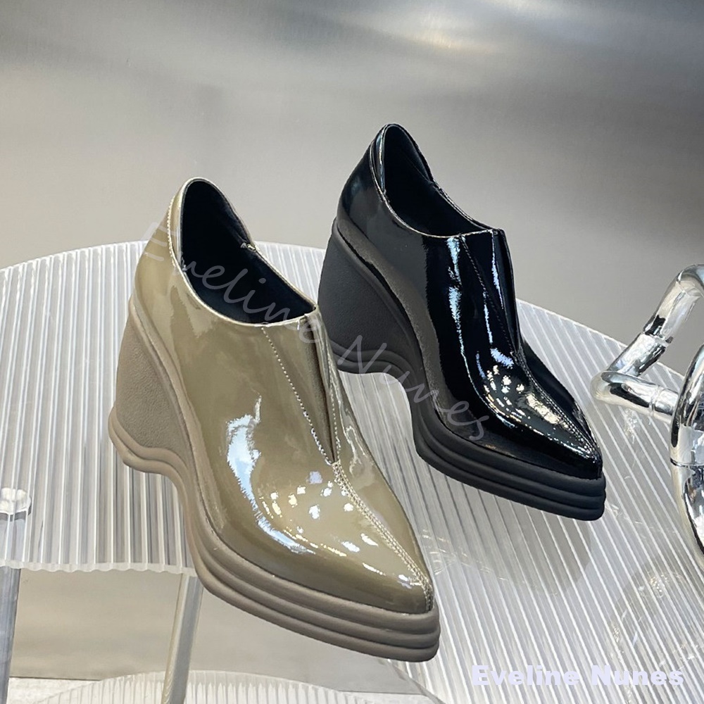 Patent Leather V Cut Pointed T - Street Fashion Y2K review and price