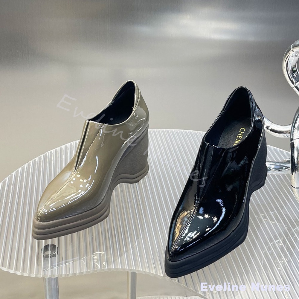 Patent Leather V Cut Pointed T - Street Fashion Y2K review and price
