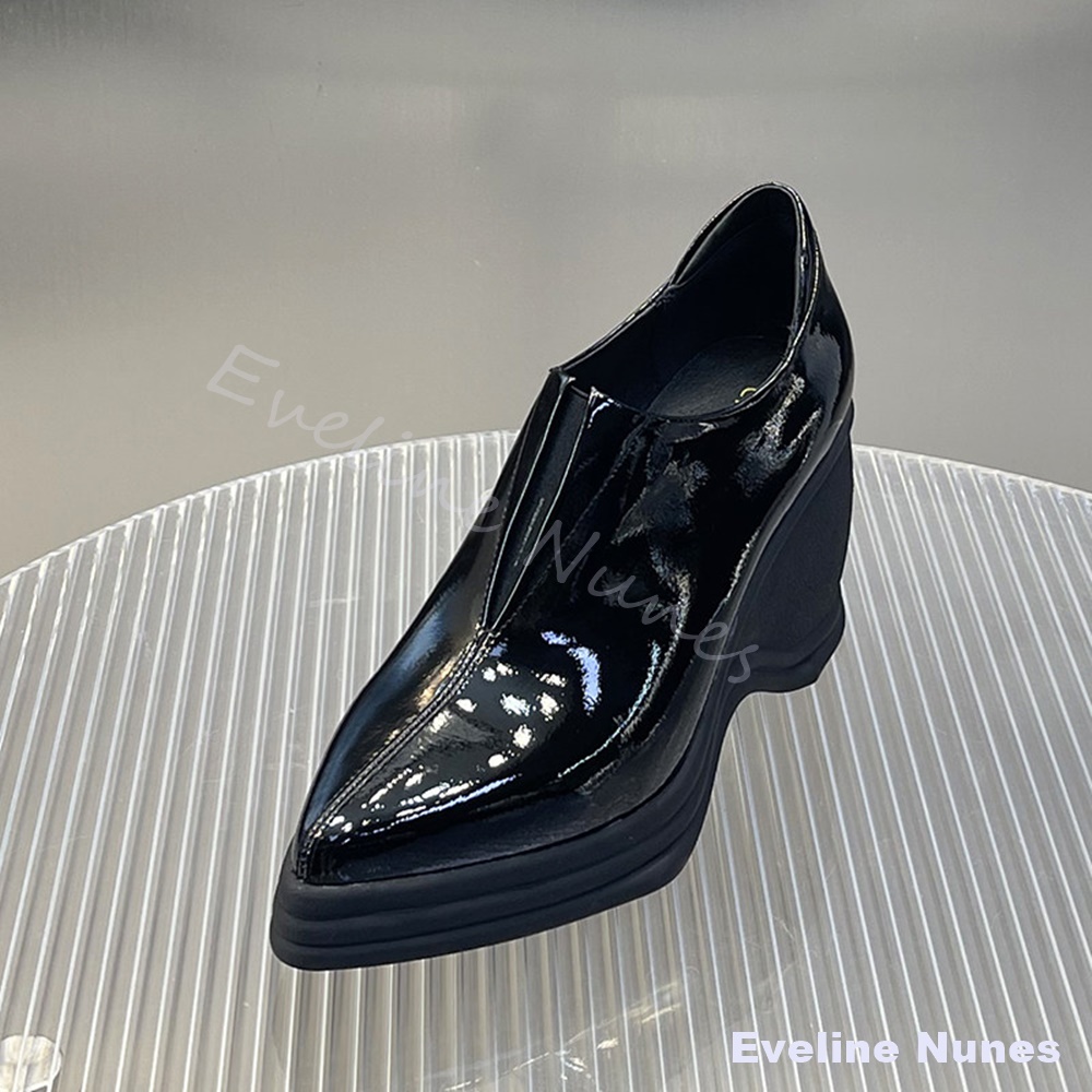 Patent Leather V Cut Pointed T - Street Fashion Y2K review and price