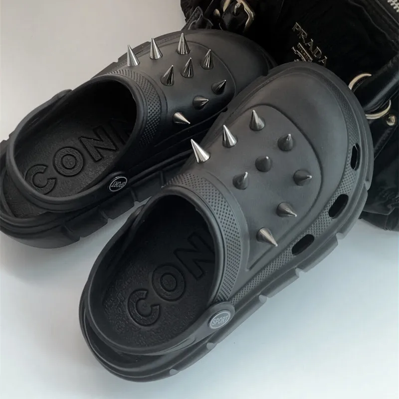 Y2K style Rivet Hole Shoes Wom - Street Fashion Y2K review and price