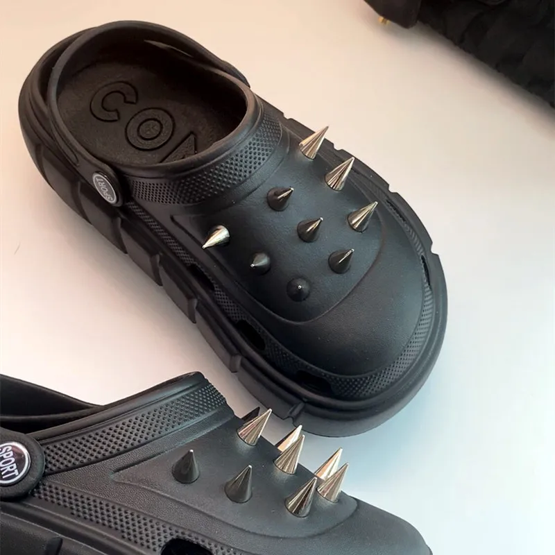 Y2K style Rivet Hole Shoes Wom - Street Fashion Y2K review and price