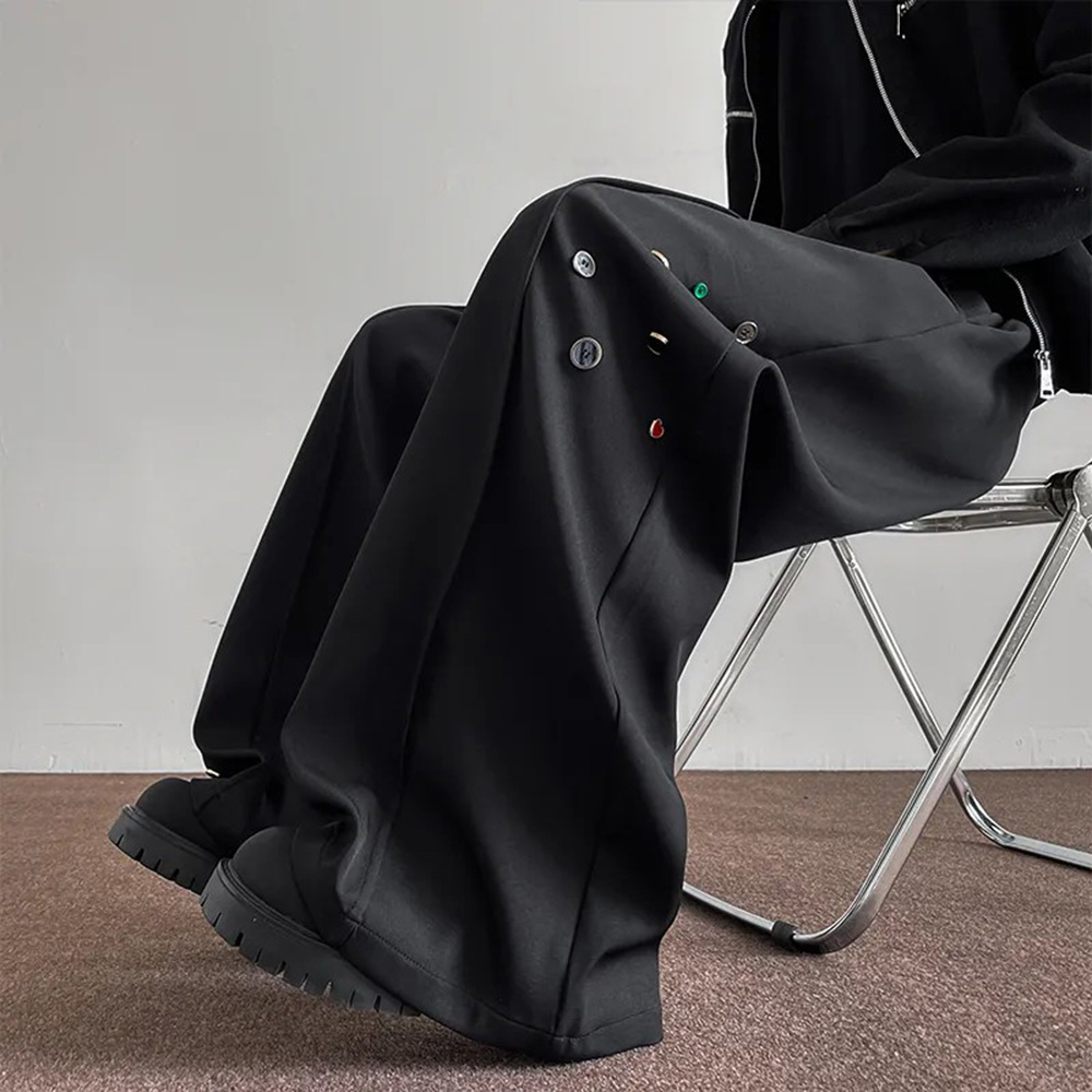 Mens Trousers Button Decoratio - Street Fashion Men 2025 review and price