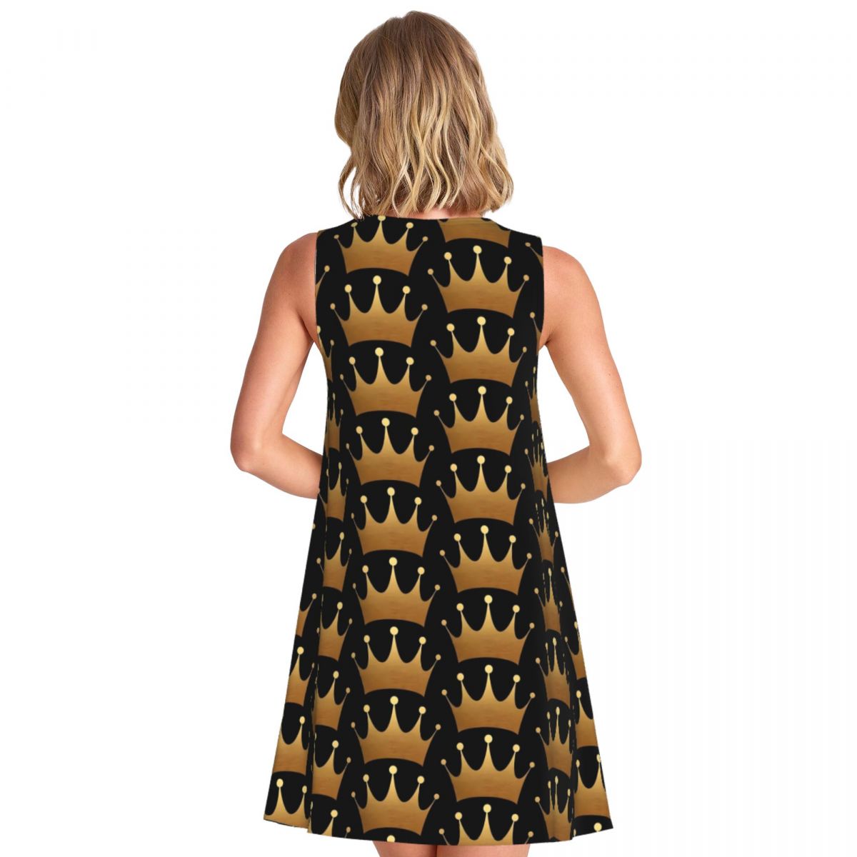 Queen Print Dress Gold Crown P - Queen Street Fashion review and price
