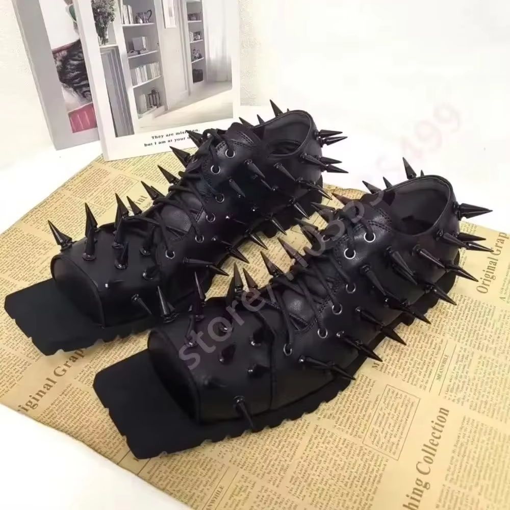 Women's Black Leather Hog Toe  - Street Fashion Y2K review and price