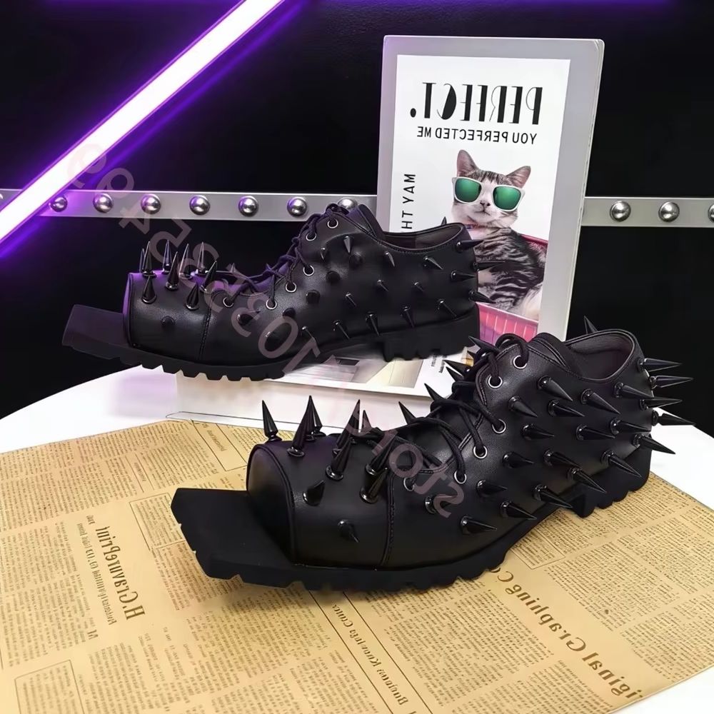Women's Black Leather Hog Toe  - Street Fashion Y2K review and price
