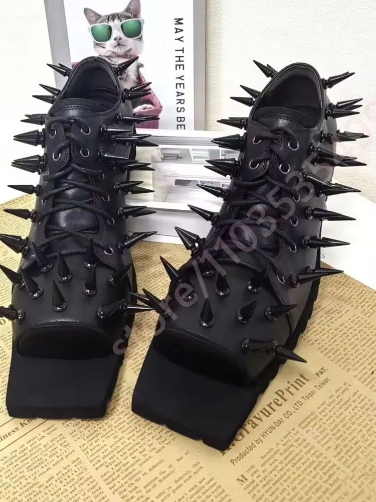 Women's Black Leather Hog Toe  - Street Fashion Y2K review and price