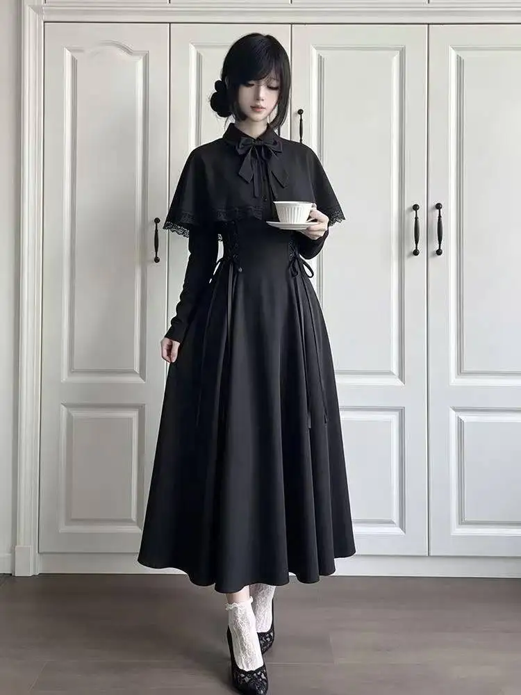 Women Black Gothic Lolita Midi - Fashion Street Night review and price