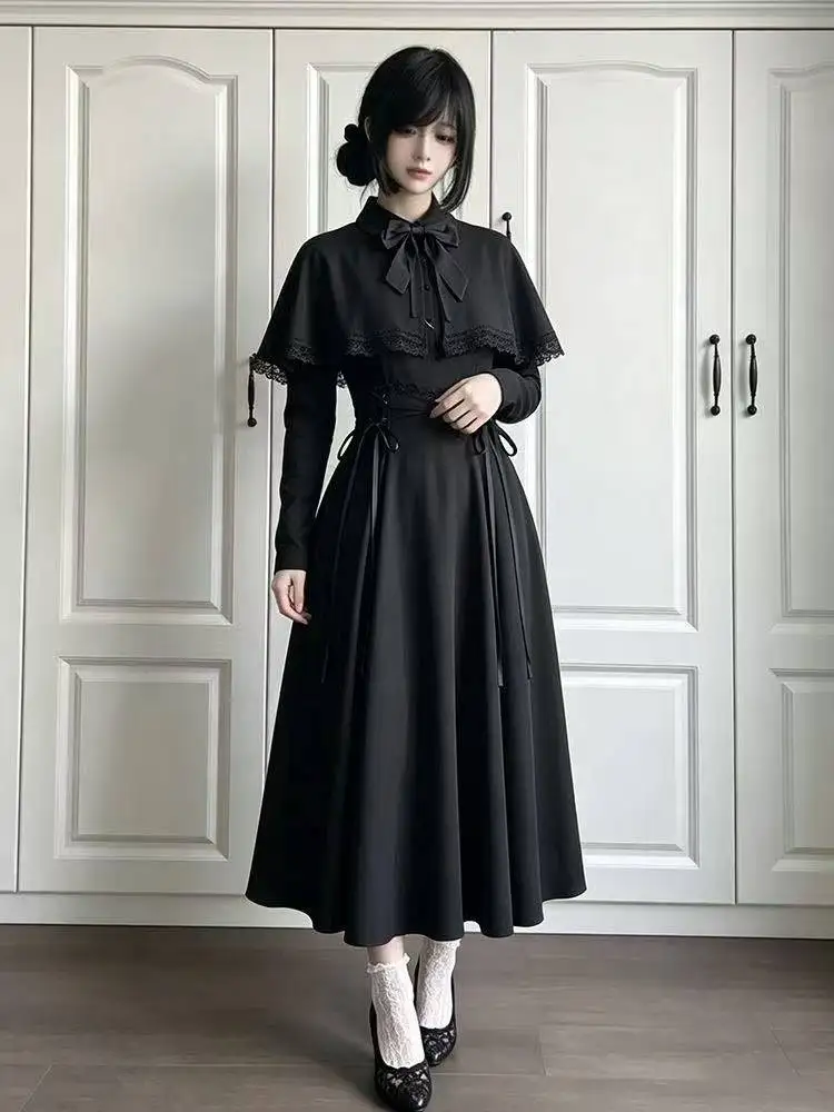 Women Black Gothic Lolita Midi - Fashion Street Night review and price